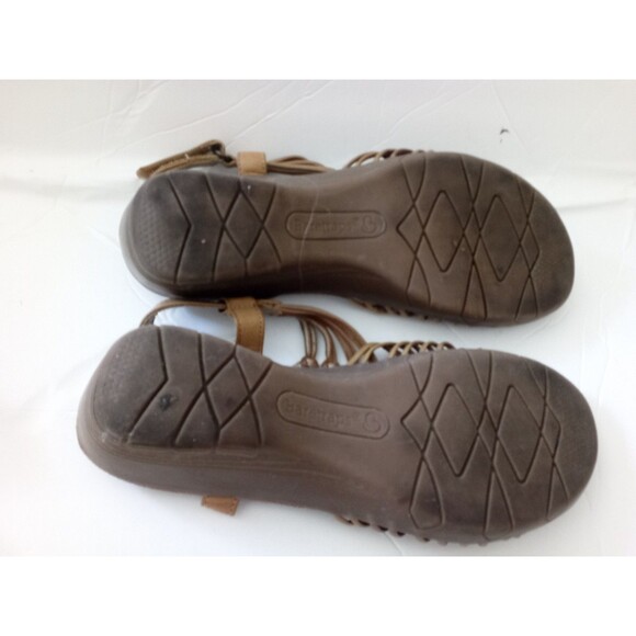 Women’s BareTraps Memory Foam Sandals Size 7.5 M Tan Strappy Wedge Heel - Picture 3 of 7